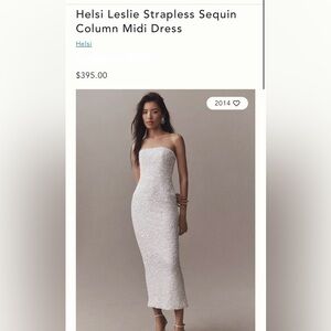 Helsi Leslie Strapless White Column Sequin Midi Dress Bridal